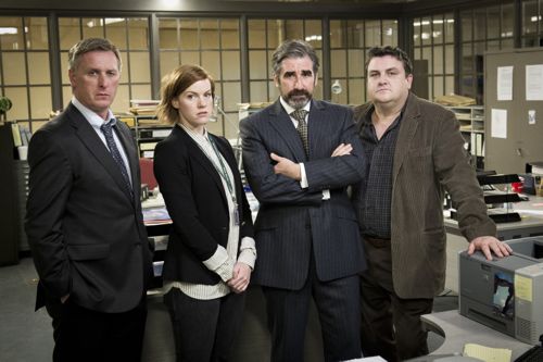 DCI Matthew Eastwood (Stuart Graham), PC Dani Ferrington (Niamh McGrady), ACC Jim Burns (John Lynch) and DCI Jerry McElroy (Simon Delaney).