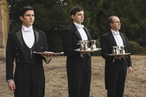 Thomas (Rob James-Collier), Andy (Michael Fox) and Molesley (Kevin Doyle).