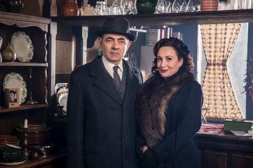 Maigret (Rowan Atkinson) and Madame Maigret (Lucy Cohu).