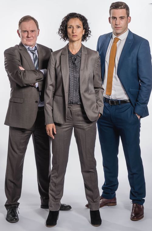Robert Glenister (Bobby Day), Indira Varma (Nina Suresh) and Dino Fetscher (Alec Wayfield).