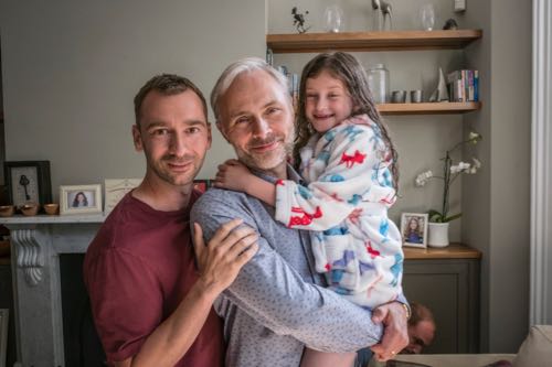 Charlie Condou (Simon), Mark Bonnar (Colin) and Amy Jayne (Flora).